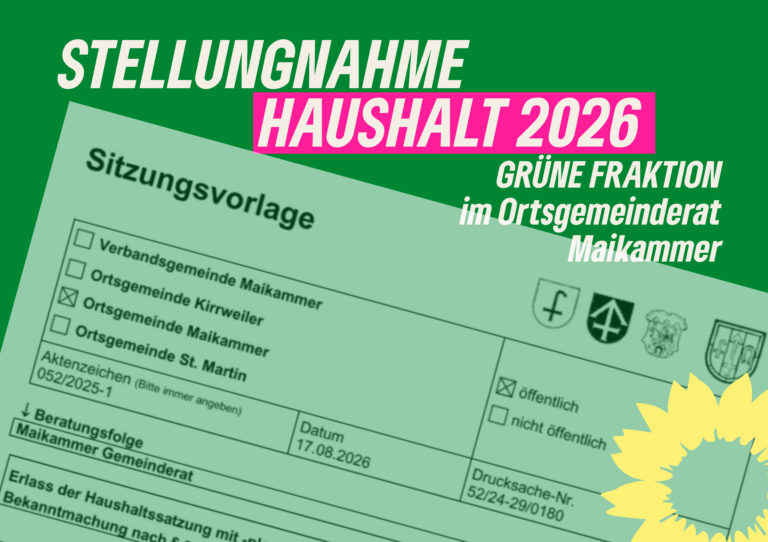 Stellungnahme Haushalt 2026 – Fraktion GRÜNE im Ortsgemeinderat Maikammer