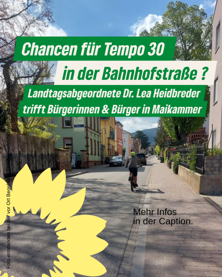 Chancen für Tempo 30 in der Bahnhofstraße? Landtagsabgeordnete Heidbreder trifft Bürgerinnen und Bürger in Maikammer